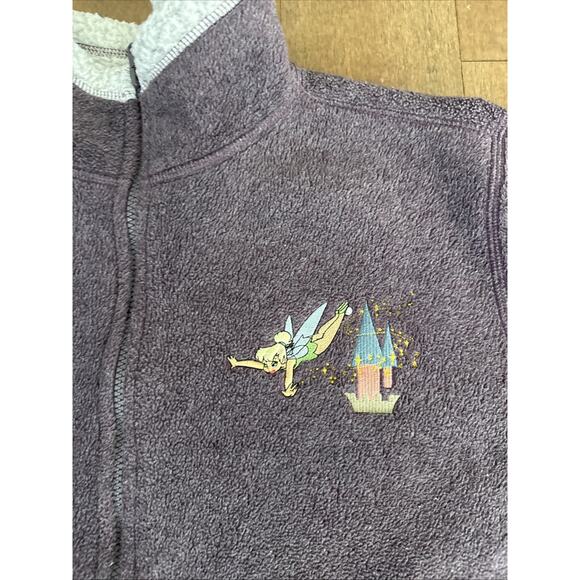 Disneyland Women’s Purple Fleece Jacket XL Tinkerbell Full Zip - Picture 2 of 5